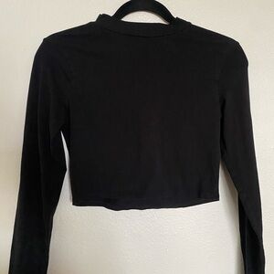 Fashion Nova Black Long Sleeve Crop Top